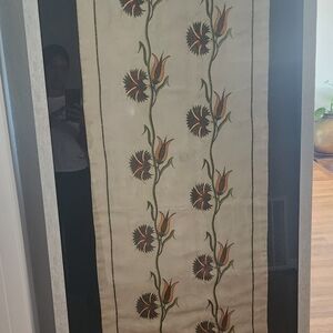 Hand Embroidered Ottoman Empire Turkish Wall Tapestry With Gold Accents